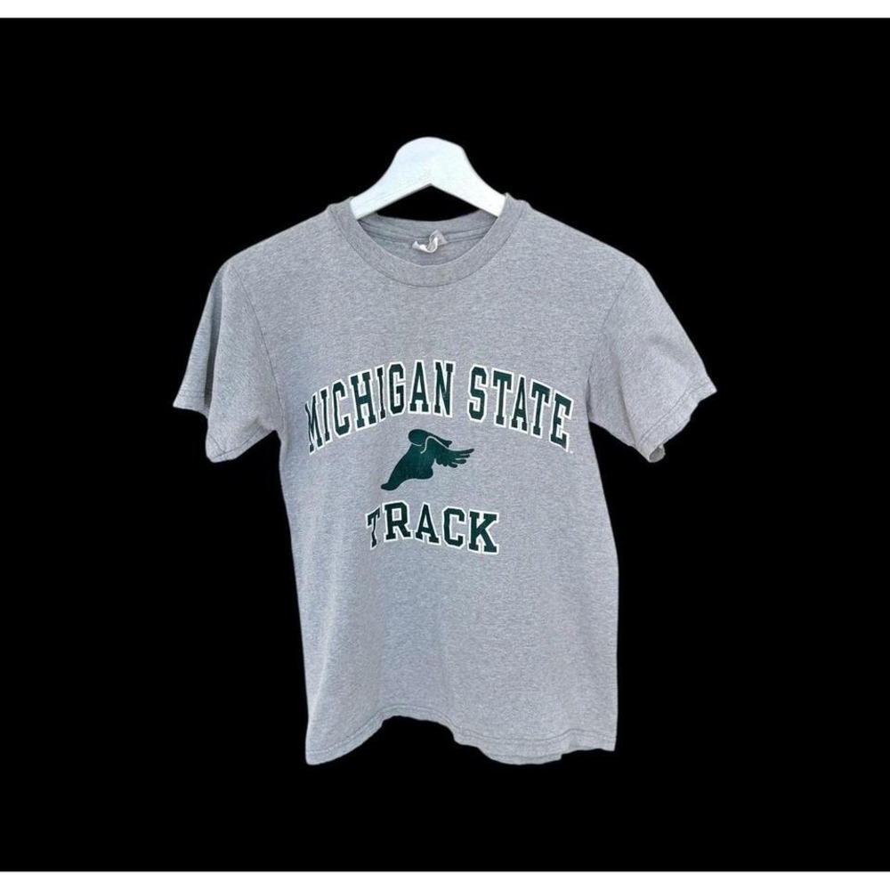 Vintage 90's Michigan State Track Champion Tshirt Sz Small Grey Distressed